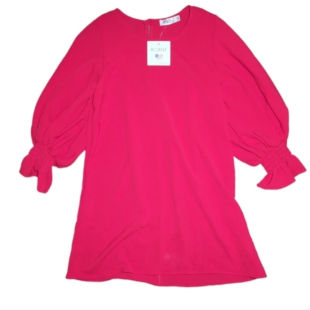 NWT Accent Balloon Sleeve Red Mini Dress Size S/M